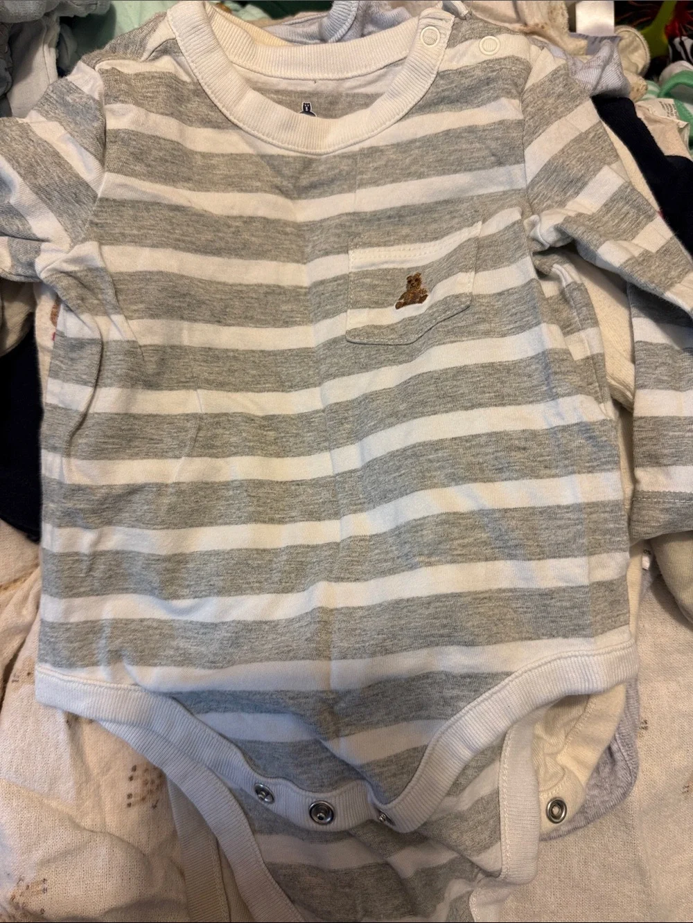 GAP Navy and Light Blue Striped Baby Bodysuit